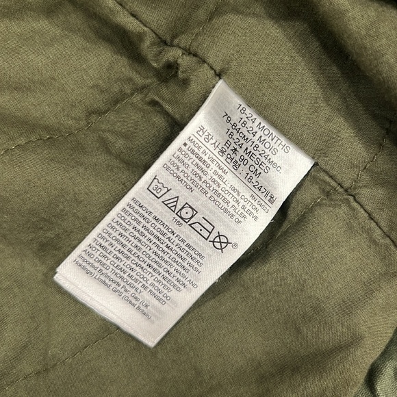 Army green Baby Gap Toddler Parka 18-24 months with zip in vest - Picture 9 of 13